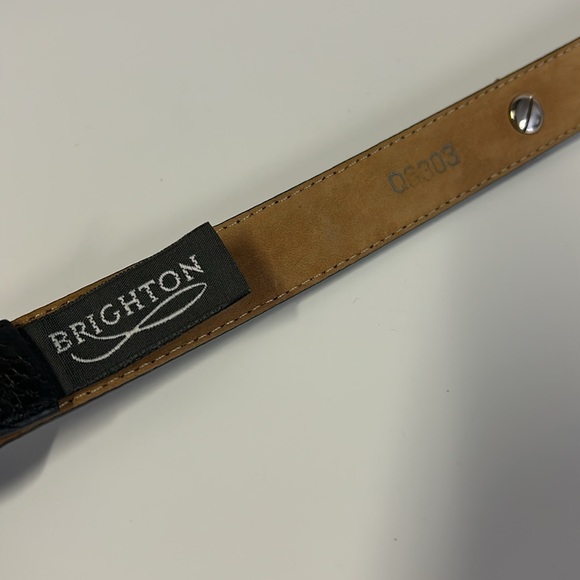 Brighton Black Leather Belt with Silver and Turquoise Accents - Picture 4 of 5